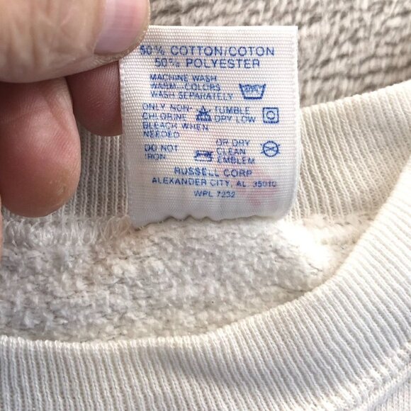 Jerzees Mens Sweatshirt XL White Crewneck Pullover Fleece Casual Long Sleeve - Picture 9 of 11